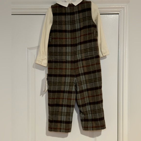 NWT Ralph Lauren Boys Plaid Overall Pant Set 12 Months.Holiday Thanksgiving - Picture 5 of 7